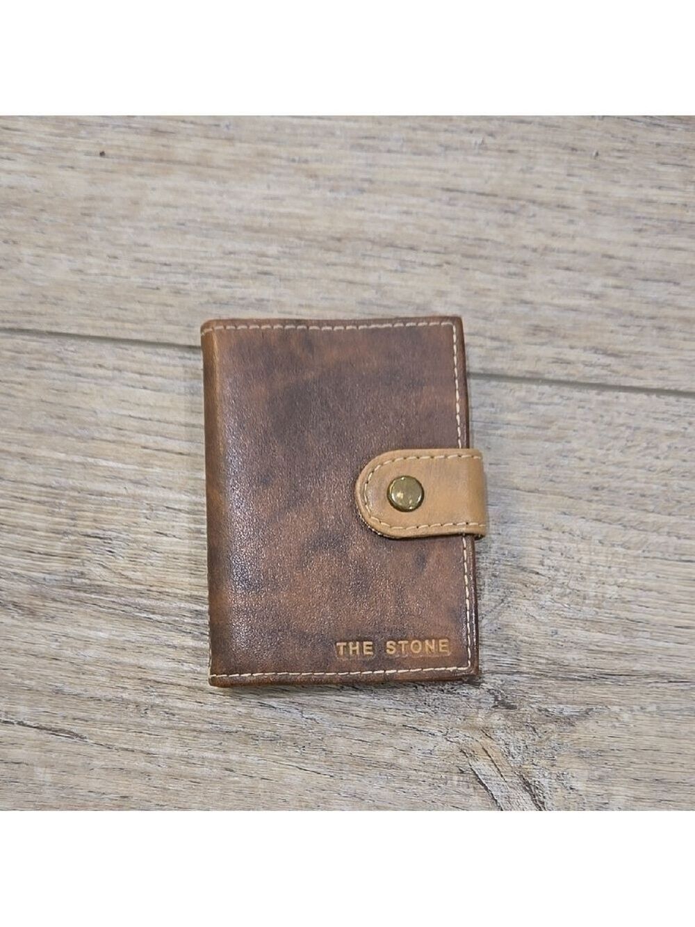 Y2K The Stone Brown Leather Photo/Businesscard Wallet